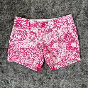 Lilly Pulitzer Callahan Short Sz 0 Pink And White Lion 5"